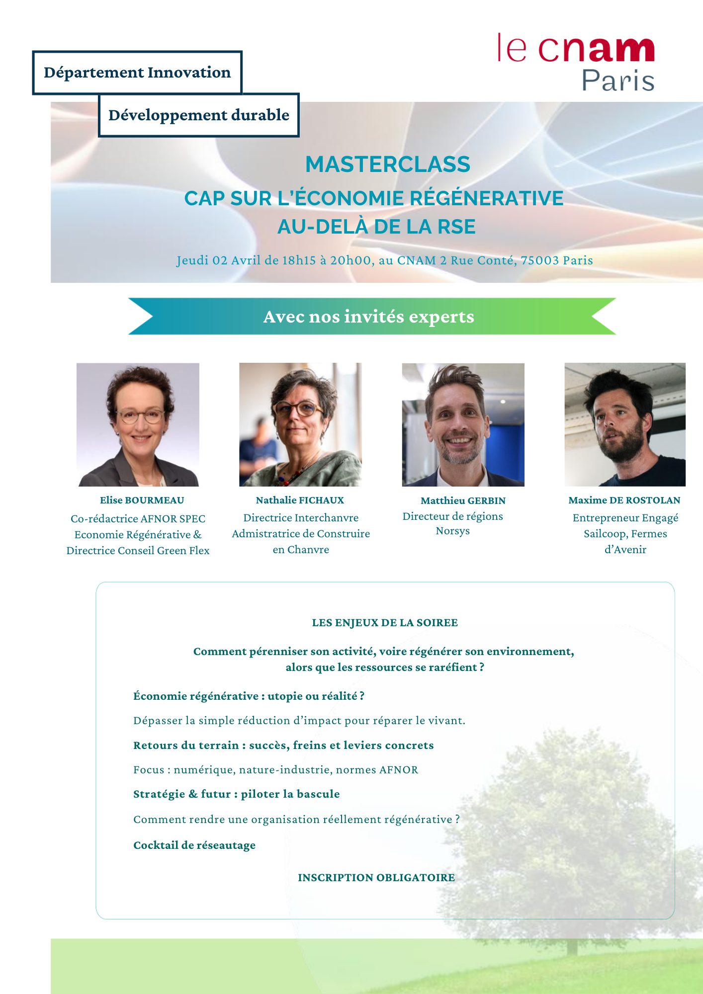Affiche Programme Masterclass Master Organisations et Transitions vers un Développement Durable (OTDD)