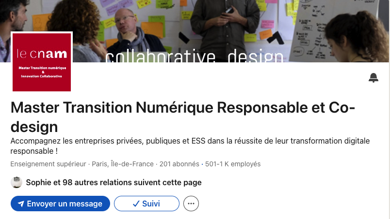 Page Linkedin du Master